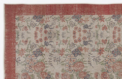 Atina Red Frame Wool Handmade Area Rug 5'5" x 9'0"