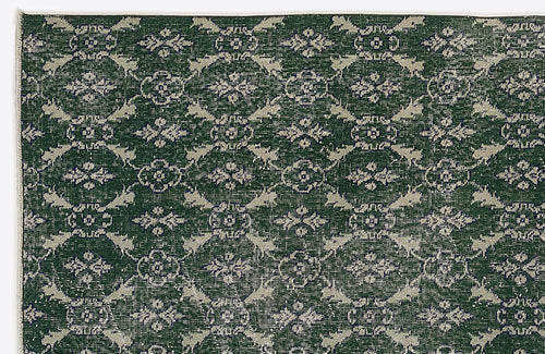 Atina Green Vintage Wool Handmade Area Rug 4'8" x 8'3"