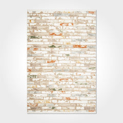 Machine Made Area Rug - Cream Geometric Carpet With Laser Cut Edges