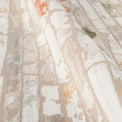 Machine Made Area Rug - Cream Geometric Carpet With Laser Cut Edges