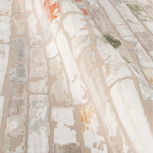 Machine Made Area Rug - Cream Geometric Carpet With Laser Cut Edges