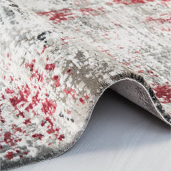 Peyton Burgundy Grey White Modern Machine Made Area Rug