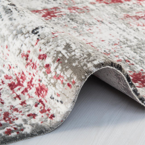 Peyton Burgundy Grey White Modern Machine Made Area Rug