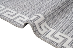 Grey Digital Print Rug - Washable Cotton Chenille Area Rug With Frame Design