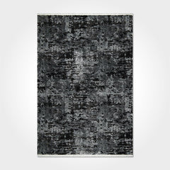 Modern Area Rug – Black Machine Made Rug with 10 mm Pile & Overlocked Edge