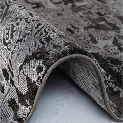 Modern Area Rug – Black Machine Made Rug with 10 mm Pile & Overlocked Edge