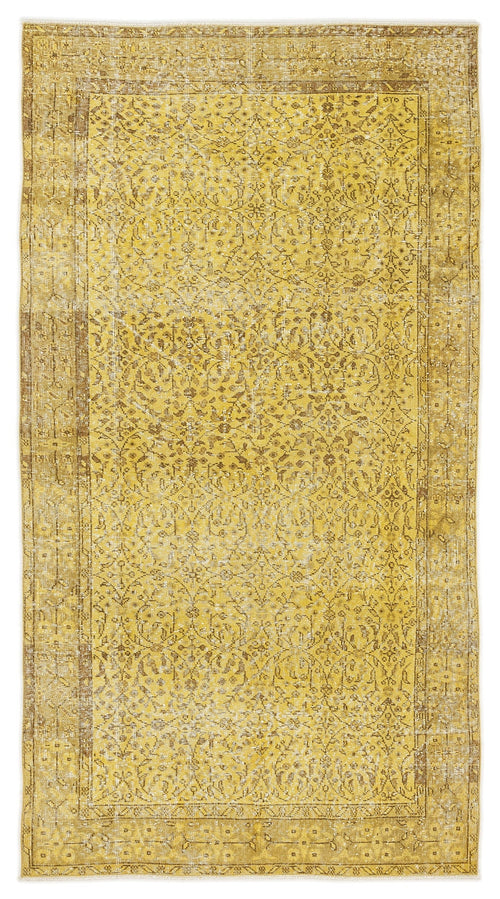 Atina Yellow Vintage Wool Handmade Area Rug 4'7" x 8'6"