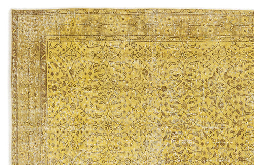 Atina Yellow Vintage Wool Handmade Area Rug 4'7" x 8'6"