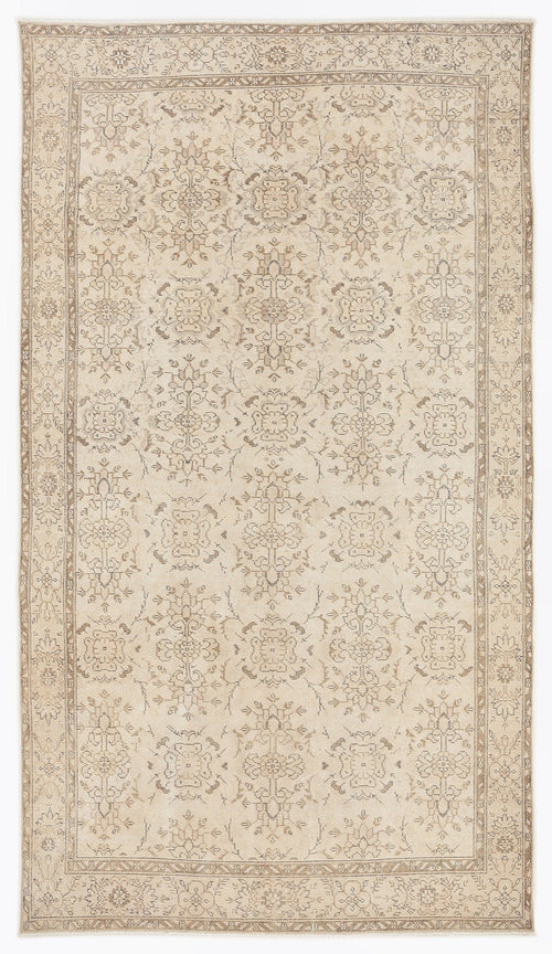 Atina Beige Vintage Wool Handmade Area Rug 5'11" x 10'3"