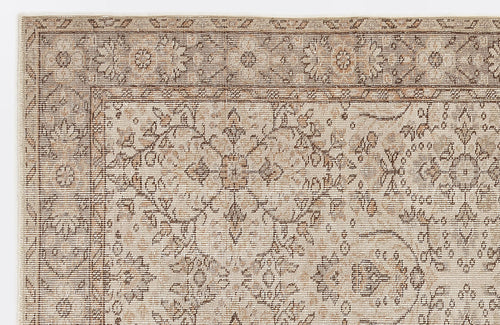 Atina Beige Vintage Wool Handmade Area Rug 5'7" x 9'7"