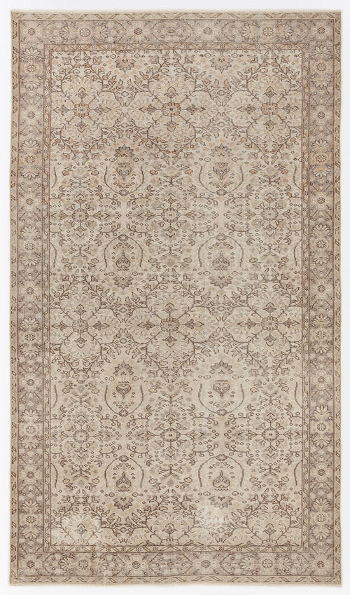 Atina Beige Vintage Wool Handmade Area Rug 5'7" x 9'7"
