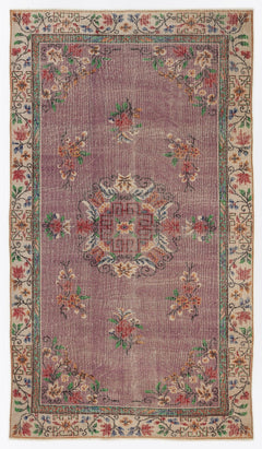 Atina Purple Classic Wool Handmade Area Rug 5'5" x 9'9"