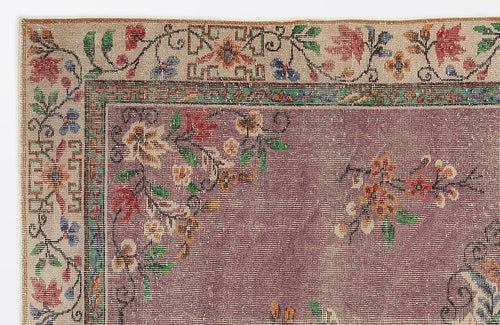 Atina Purple Classic Wool Handmade Area Rug 5'5" x 9'9"