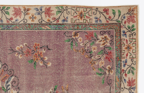 Atina Purple Classic Wool Handmade Area Rug 5'5" x 9'9"