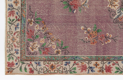 Atina Purple Classic Wool Handmade Area Rug 5'5" x 9'9"