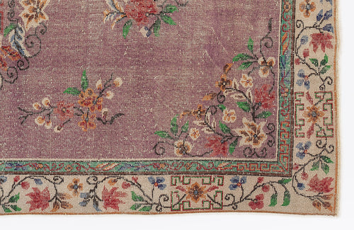 Atina Purple Classic Wool Handmade Area Rug 5'5" x 9'9"