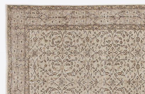 Atina Beige Vintage Wool Handmade Area Rug 5'10" x 9'1"