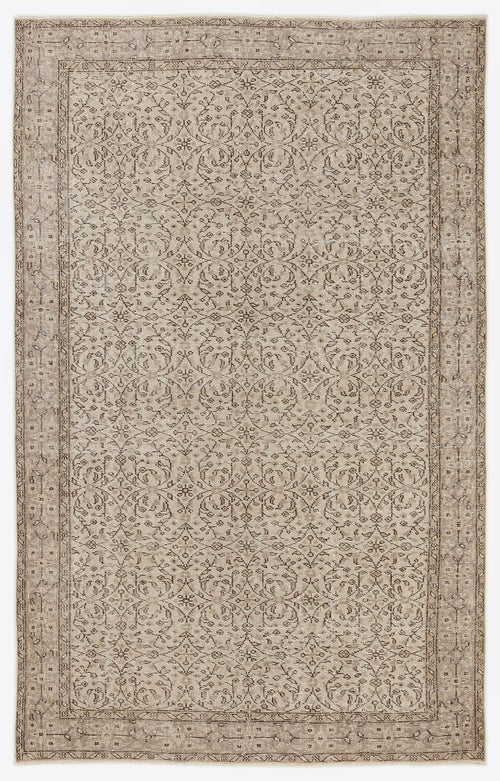 Atina Beige Vintage Wool Handmade Area Rug 5'10" x 9'1"