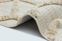 Machine Made Area Rug - Beige Geometric Cotton Yarn Carpet for Living Room