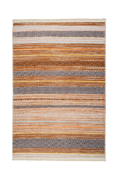 Brown Striped Area Rug – Soft Cotton Chenille Rug | Digital Print Carpet