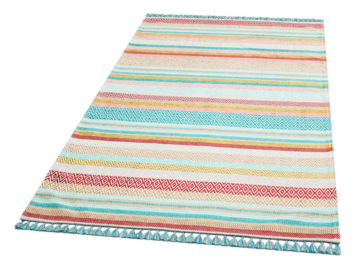 Wiener Neudorf Blue Striped Cotton Kilim