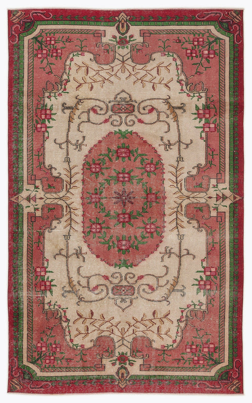 Atina Pink Vintage Wool Handmade Area Rug 5'7" x 9'2"