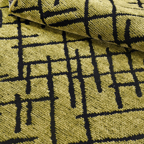 Natural Latex Area Rug - Green Geometric Cotton Non Slip 7 mm Pile Rug