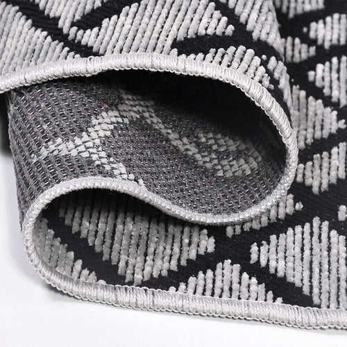 Mara Grey Geometric Cotton Natural Latex Area Rug