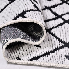 Magnolia White Black Striped Cotton Natural Latex Area Rug