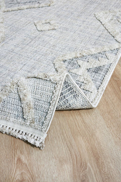 Machine Made Area Rug – Beige Geometric Cotton Yarn Carpet for Living Room