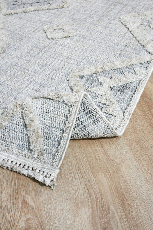 Machine Made Area Rug – Beige Geometric Cotton Yarn Carpet for Living Room