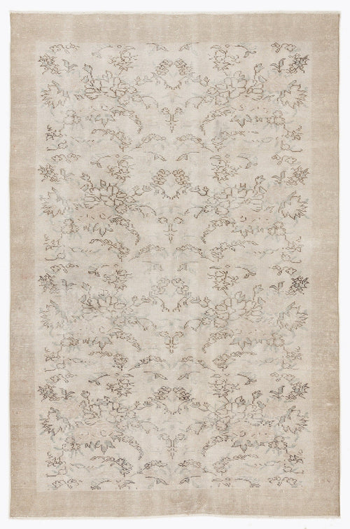 Atina Beige Vintage Wool Handmade Area Rug 5'9" x 8'10"