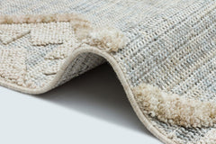 Machine Made Area Rug – Beige Geometric Cotton Yarn Carpet for Living Room