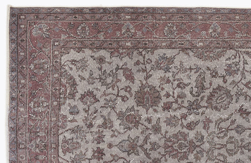 Atina Beige Vintage Wool Handmade Area Rug 5'3" x 8'10"