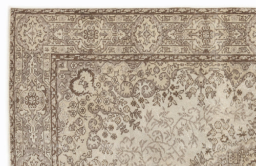 Atina Beige Vintage Wool Handmade Area Rug 5'7" x 8'9"