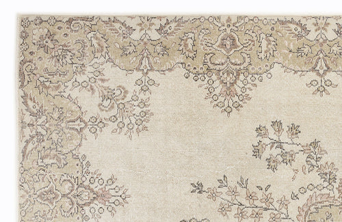 Atina Beige Vintage Wool Handmade Area Rug 6'9" x 10'3"