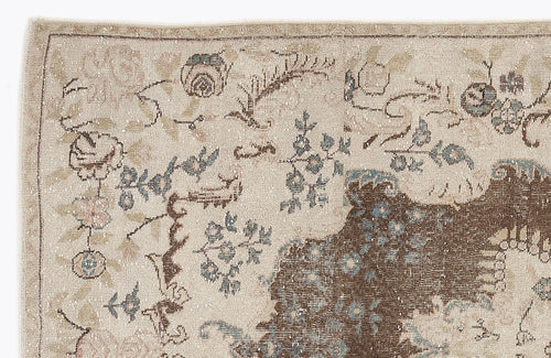 Atina Beige Vintage Wool Handmade Area Rug 5'7" x 10'5"