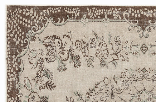 Atina Beige Vintage Wool Handmade Area Rug 5'10" x 8'7"