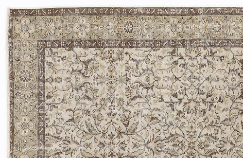Atina Beige Vintage Wool Handmade Area Rug 5'1" x 8'4"