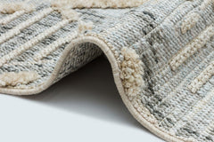 Beige Geometric Area Rug – Machine Made Cotton Yarn Carpet for Living Room