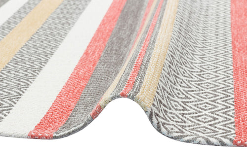 Grey Striped Cotton Kilim - Modern Woven Rug | Washable Non Slip Flatweave Carpet