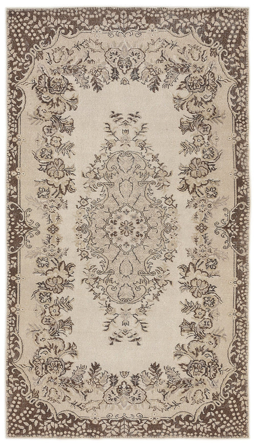 Atina Beige Vintage Wool Handmade Area Rug 5'3" x 9'3"