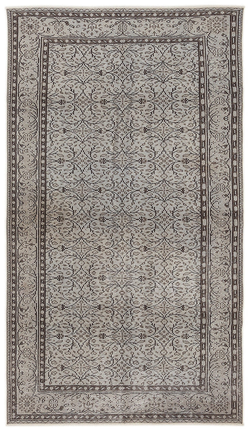 Atina Grey Vintage Wool Handmade Area Rug 4'11" x 8'10"