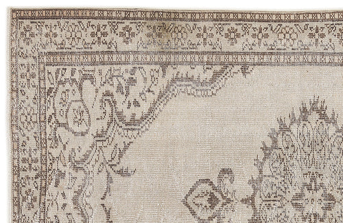 Atina Beige Vintage Wool Handmade Area Rug 5'1" x 8'9"