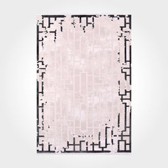 Geometric Area Rug – Machine Made Acrylic Rug with Laser Cut Edge, Anthracite Cream