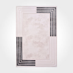 Machine Made Area Rug – Faith Cream Frame Style Rug With Laser Cut Edge