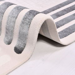 Machine Made Area Rug – Faith Cream Frame Style Rug With Laser Cut Edge