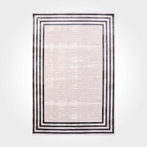 Machine Made Area Rug – Cream Frame Rug | Acrylic Yarn, Laser Cut Edge