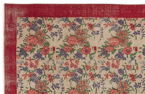 Atina Cream Vintage Wool Handmade Area Rug 5'3" x 9'6"