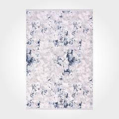 Modern Area Rug - Machine Made Grey Blue Rug | High Density Soft Pile Carpet